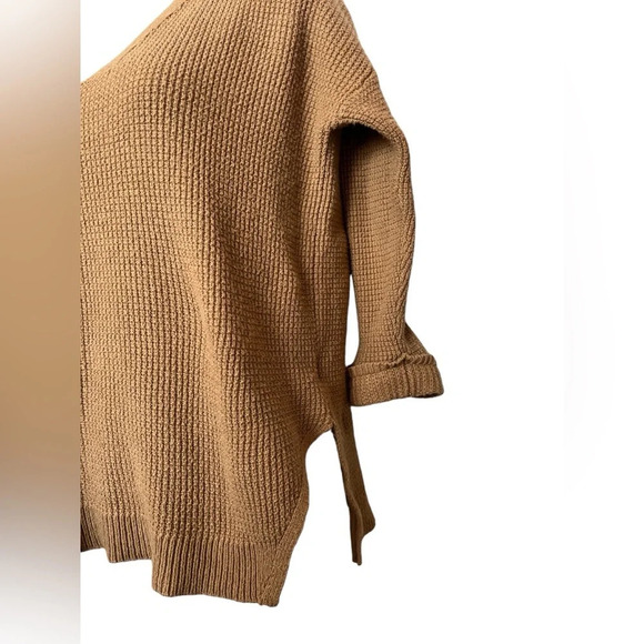 Madewell Knit Sweater V Neck XS Woman's 3/4 Sleeve Sweater, Rust Brown - Picture 2 of 5